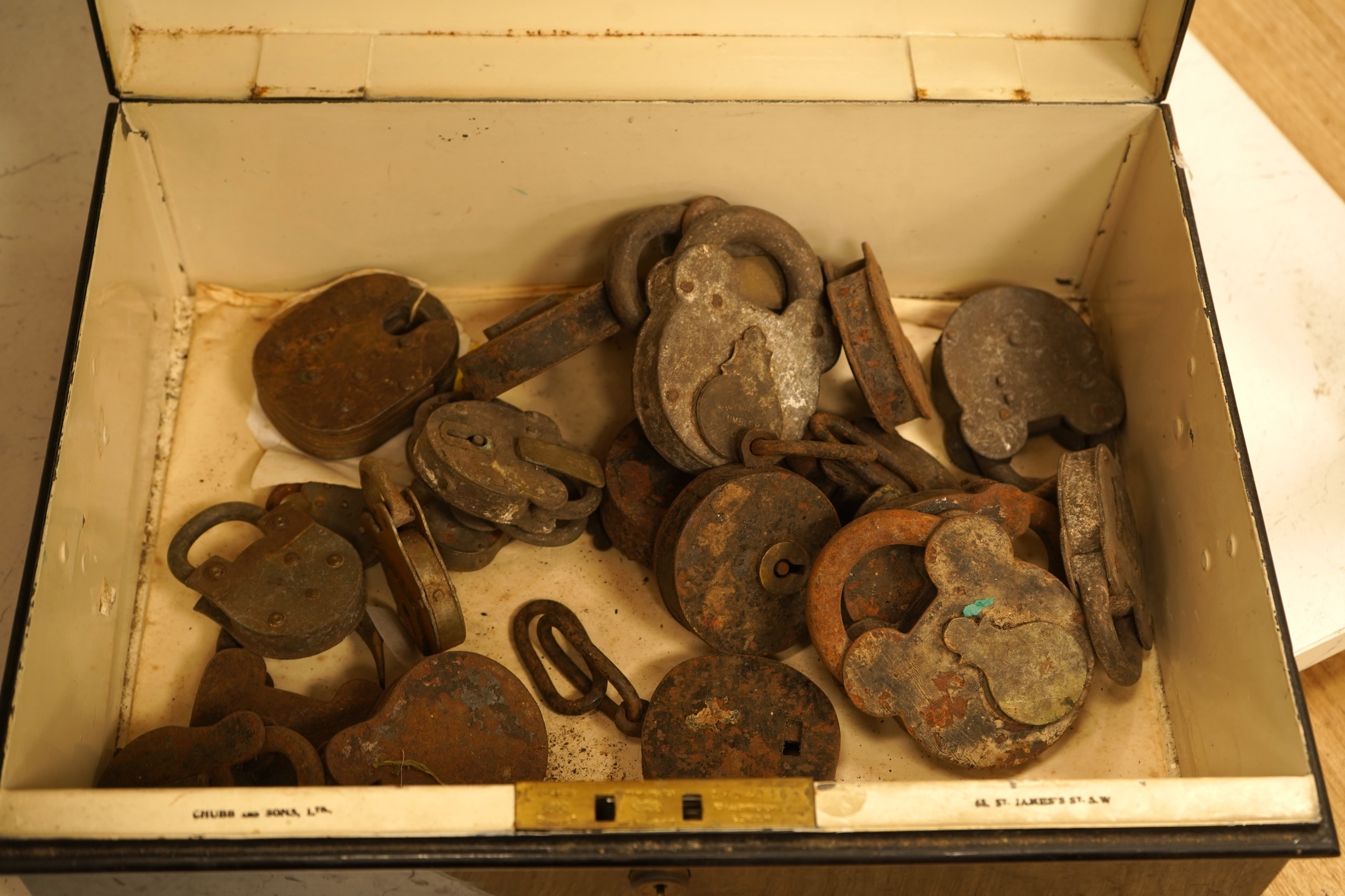 A collection of 19th/20th century steel padlocks